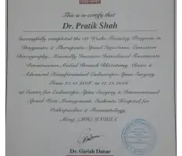 Dr. Pratik shah's certificate